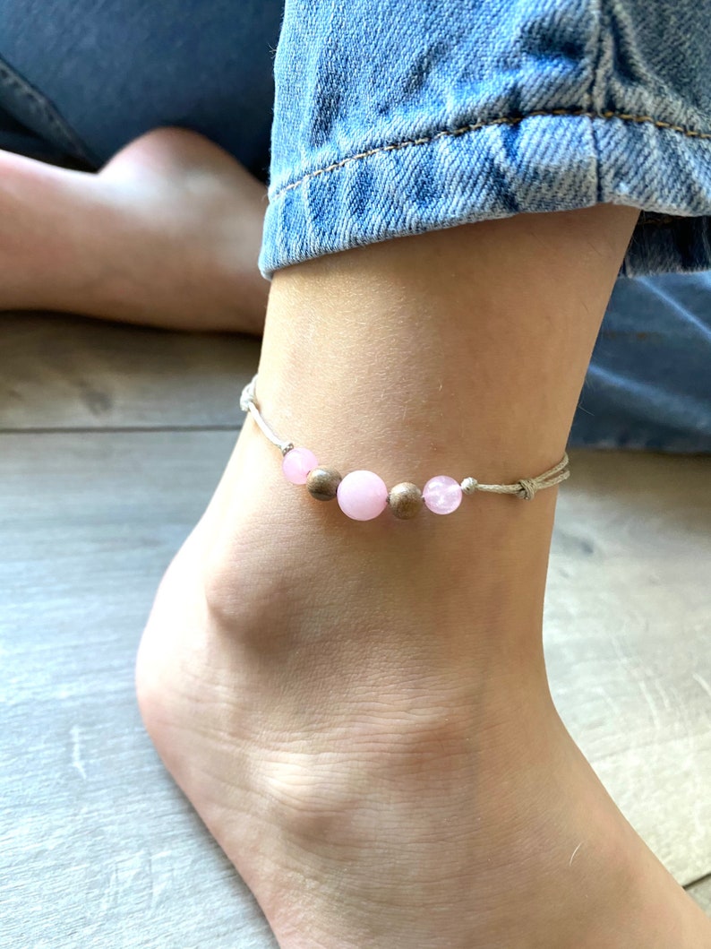 Rose quartz anklet (self love, relationship, anxiety)